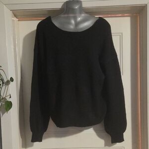 SHEIN Black Scoop Neck Knit Sweater